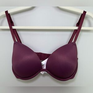 Victoria’s Secret PINK Burgundy Push-Up Bra Smooth T-Shirt Bra Cute Sexy Club 🩷